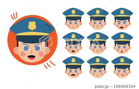 Policeman. Human character for your scenes. Character ready for animation. Funny cartoon. The set for the character animation.	 106008384