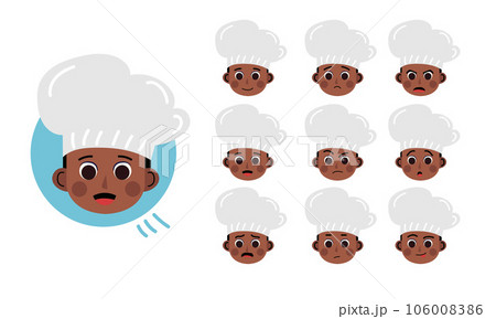 Cooker. Human character for your scenes. Character ready for animation. Funny cartoon. The set for the character animation.	 106008386