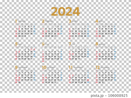 2024 年日曆旁邊的假期和年度活動 106008925