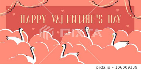 Happy Valentine's Day. Trendy abstract art templates with typography, heart, swan. Set of flat backgrounds for social media, stories, banners, greeting cards, poster, greeting card, header for website Happy Valentine's Day. Trendy abstract art templates with typography, heart, swan. Set of flat backgrounds for social media, stories, banners, greeting cards, poster, greeting card, header for website 106009339