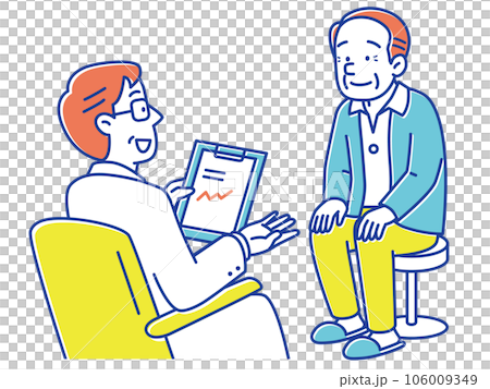 Senior male patient being examined by doctor in hospital 106009349