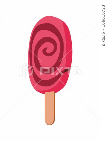 Curly pink popsicle ice cream icon. Cartoon of curly pink popsicle vector icon for web isolated on white background. 106010723