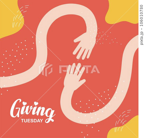 Happy Giving Tyesday. Trendy abstract art templates with hand, logo, dots. Set of flat backgrounds for social media, stories, banners, invitation card, poster, greeting card, header for website	 106010780