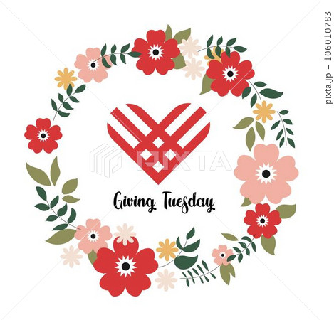 Happy Giving Tyesday. Trendy abstract art templates with hand, logo, dots. Set of flat backgrounds for social media, stories, banners, invitation card, poster, greeting card, header for website	 106010783
