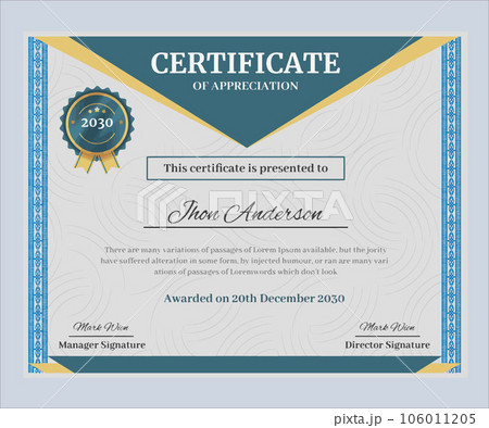 Modern Certificate of Appreciation template. 106011205