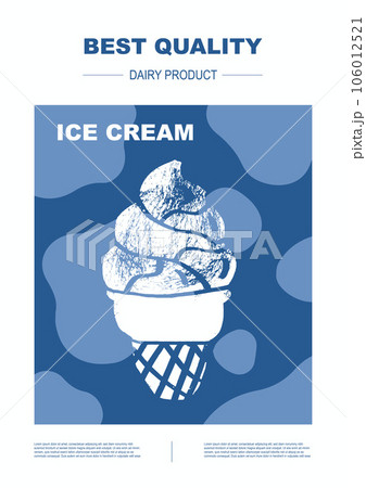 Ice cream. Dairy milk product. Abstract Vector Packaging Design Layouts Bundle. Modern Typography Banners with cow pattern. Hand Drawn vector. 106012521