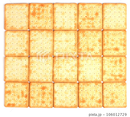 Square fhoto of square shortbread cookies isolated on white background. Stacked butter biscuits for coffee or tee. Square fhoto of square shortbread cookies isolated on white background. Stacked butter biscuits for coffee or tee. 106012729