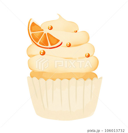 Cute and sweet, colorful cupcakes wetercolor hand draw 106013732