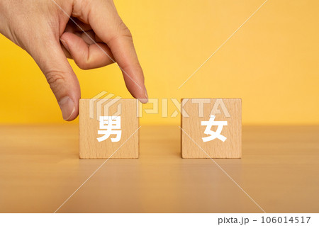 男と書かれたブロックを掴む手 106014517