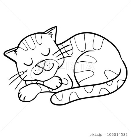 Cute Cartoon Style Cat for Kids Coloring Book on iSolated White Background, Simple Style outline for Kids to coloring 106014582
