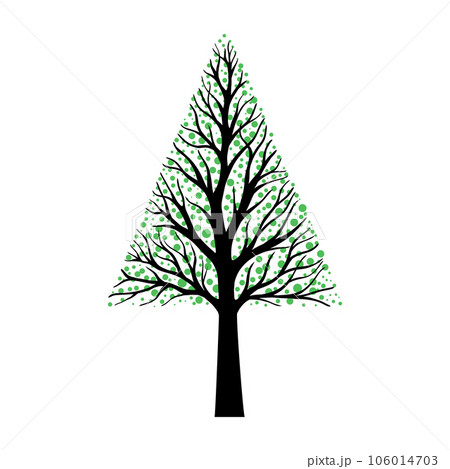 Tree with green dots stylized as leaves. Tree with green dots stylized as leaves. 106014703