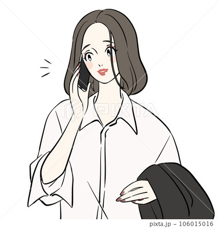 スマホで電話をする女性 106015016