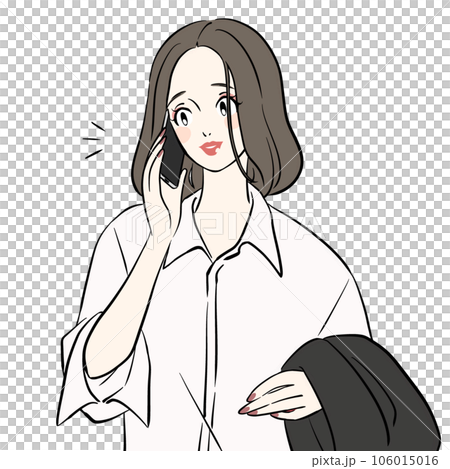 スマホで電話をする女性 106015016