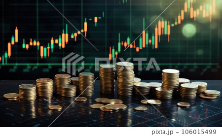 Investment concept, Coins graph stock market for business idea and presentation. Investment concept, Coins graph stock market for business idea and presentation. 106015499