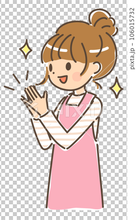 年輕女子微笑著鼓掌上半身沒有背景 106015732