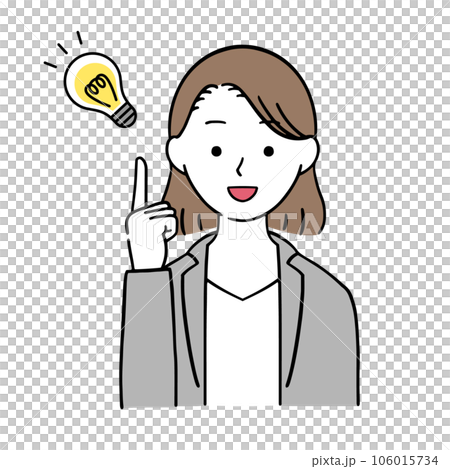 Illustration of a female business person who came up with a solution Illustration of a female business person who came up with a solution 106015734