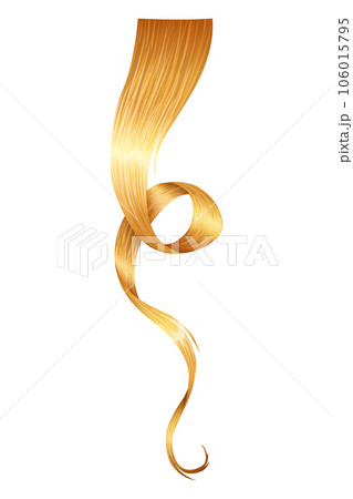 Shiny blond woman hair. Haircut, hair care and beauty salon, realistic locks of long wavy blonde. Beautiful healthy female hair with shining surface Shiny blond woman hair. Haircut, hair care and beauty salon, realistic locks of long wavy blonde. Beautiful healthy female hair with shining surface 106015795