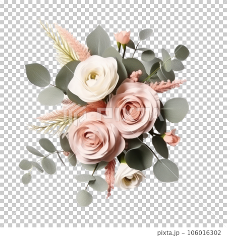 Blossoming flower bouquet of roses and euca...のイラスト素材 [106016302] - PIXTA