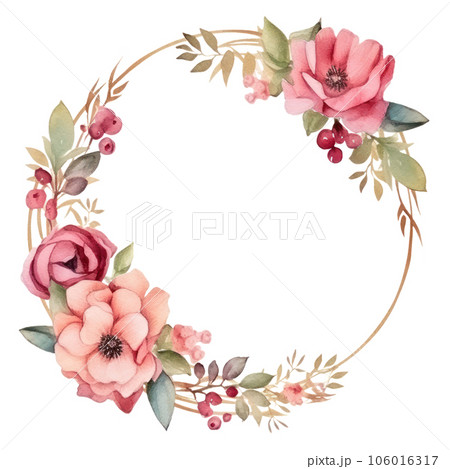 Watercolor floral frame 106016317