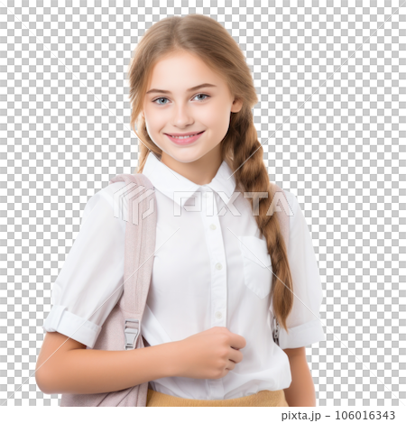 Schoolgirl with backpack isolated. Schoolgirl with backpack isolated. 106016343