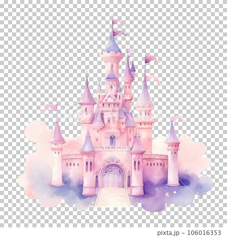 Watercolor princess castle isolated Watercolor princess castle isolated 106016353