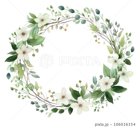 Watercolor frame floral branches isolated Watercolor frame floral branches isolated 106016354