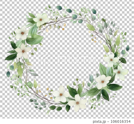 Watercolor frame floral branches isolated Watercolor frame floral branches isolated 106016354