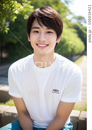 Tシャツを着た爽やかな男性 Tシャツを着た爽やかな男性 106016421