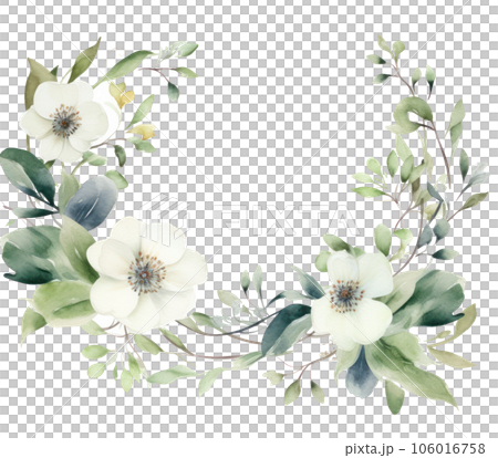 Watercolor frame floral branches isolated 106016758