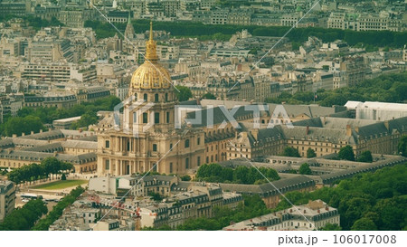 Hotel des Invalides or Les Invalides within cityscape of Paris, France. View from above 106017008