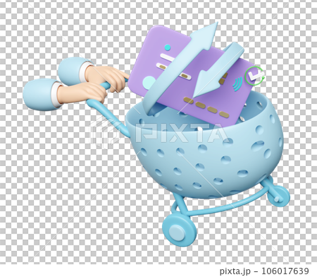 3d hand pushing a shopping carts with credit card, transfer arrows, check marks isolated. saving money wealth business, cashback money refund concept, 3d render illustration 3d hand pushing a shopping carts with credit card, transfer arrows, check marks isolated. saving money wealth business, cashback money refund concept, 3d render illustration 106017639