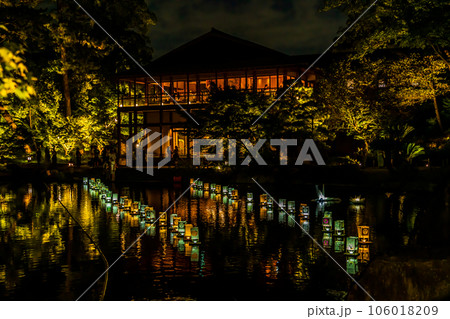 夏の夜の徳川園、龍仙湖に漂う浮灯籠〈愛知県名古屋市〉 夏の夜の徳川園、龍仙湖に漂う浮灯籠〈愛知県名古屋市〉 106018209