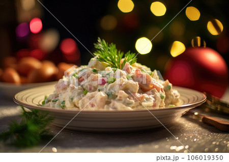 Olivier salad. Generative AI technology. 106019350