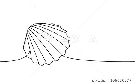 Underwater shell one line continuous drawing. Tropical underwater shell continuous one line illustration. Vector minimalist linear illustration. Underwater shell one line continuous drawing. Tropical underwater shell continuous one line illustration. Vector minimalist linear illustration. 106020377
