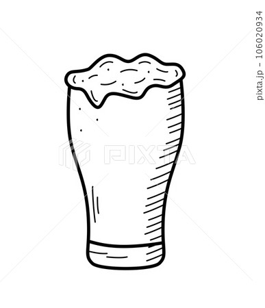 Glass beer with foam icon. Vector illustration of a logo for a bar or pub. Single doodle sketch isolate on white. Glass beer with foam icon. Vector illustration of a logo for a bar or pub. Single doodle sketch isolate on white. 106020934