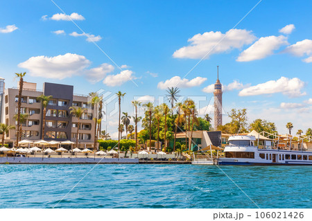 Picturesque bank of the Nile and Tower of Cairo, Egypt 106021426