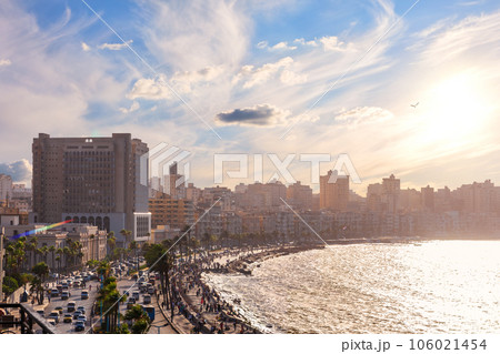 Alexandria seacoast, beautiful view of a famous city of Egypt Alexandria seacoast, beautiful view of a famous city of Egypt 106021454