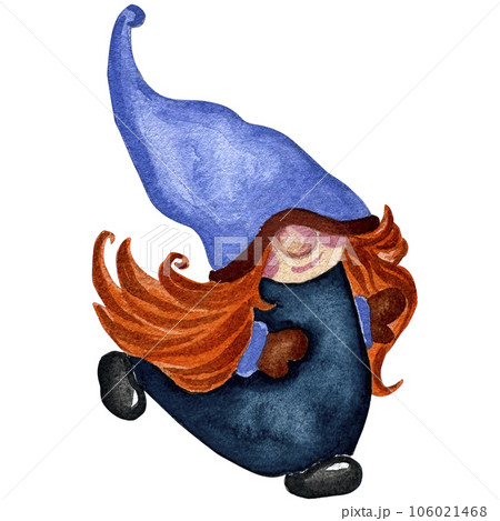 Watercolor illustration of cute family gnomes in hats isolated on the white background. Watercolor illustration of cute family gnomes in hats isolated on the white background. 106021468