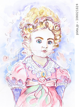 cute baby princess. little girl watercolor illustration cute baby princess. little girl watercolor illustration 106021824
