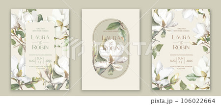 Garden Flowers Wedding Invitation Card Design, Magnolia Wedding Invite, Colorful Spring Floral Invitation Card. Garden Flowers Wedding Invitation Card Design, Magnolia Wedding Invite, Colorful Spring Floral Invitation Card. 106022664