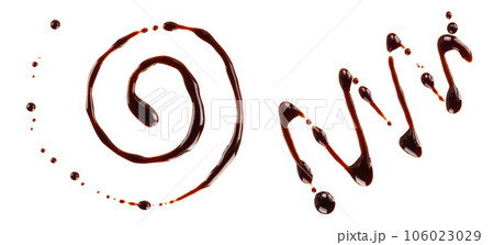 Balsamic vinegar isolated on white background. Top view. Flat lay Balsamic vinegar isolated on white background. Top view. Flat lay 106023029