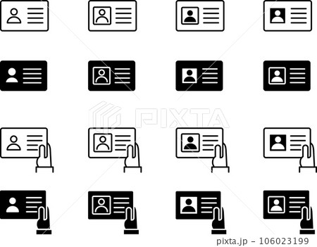 シンプルな身分証と提示する手のアイコンセット 106023199