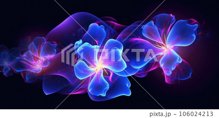 Beautiful abstract neon light night photo floral design background banner. generative ai AIG32 Beautiful abstract neon light night photo floral design background banner. generative ai AIG32 106024213