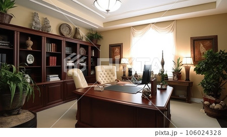 Inspiring office interior design Transitional style Generative AI AIG 31. Inspiring office interior design Transitional style Generative AI AIG 31. 106024328