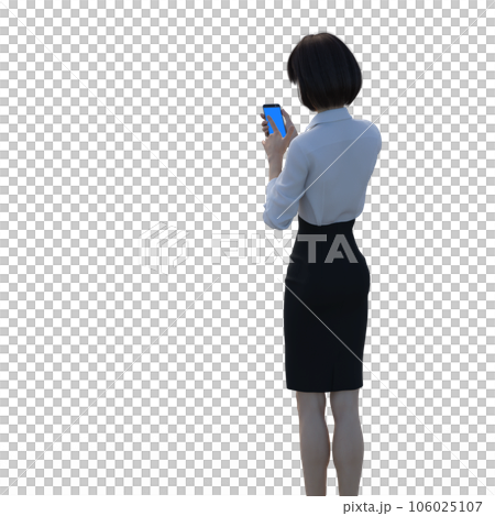 展示智能手機制服 perming3DCG 插畫素材的女商人 106025107