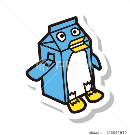 牛乳パック 工作 ペンギン ラベル 線画 106025619