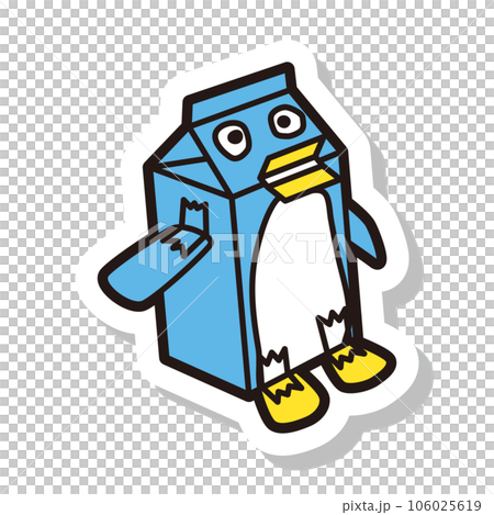 牛乳パック 工作 ペンギン ラベル 線画 106025619
