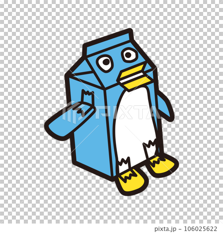 牛乳パック 工作 ペンギン 線画 106025622