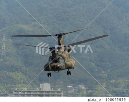 陸上自衛隊の輸送ヘリコプターCH-47JAチヌーク 106025936