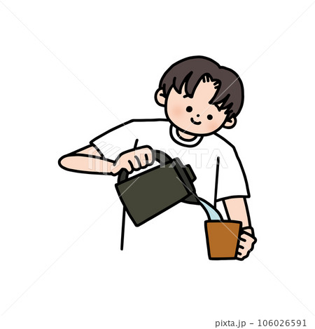 お湯を注ぐ男性 お湯を注ぐ男性 106026591